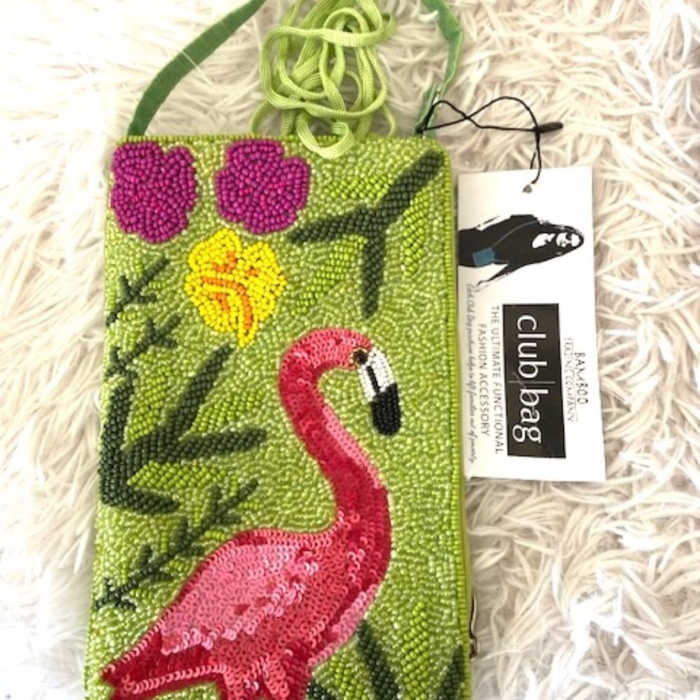 Bamboo Trading Company Club Wristlet Crossbody  Bag Flamingo